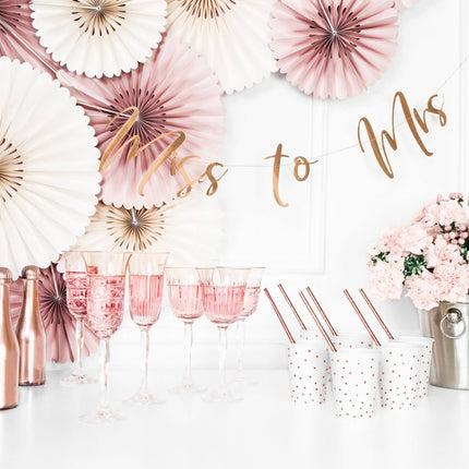 Bruiloft Slinger Miss to Mrs, Rose Goud 76cm van Partydeco koop je bij Partywinkel