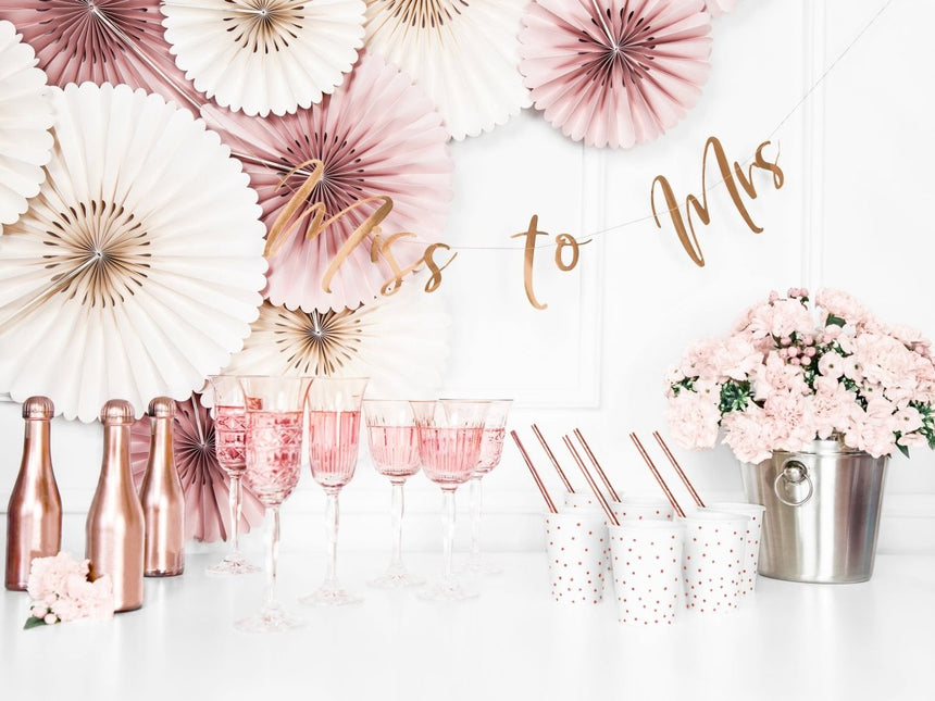 Bruiloft Slinger Miss to Mrs, Rose Goud 76cm van Partydeco koop je bij Partywinkel