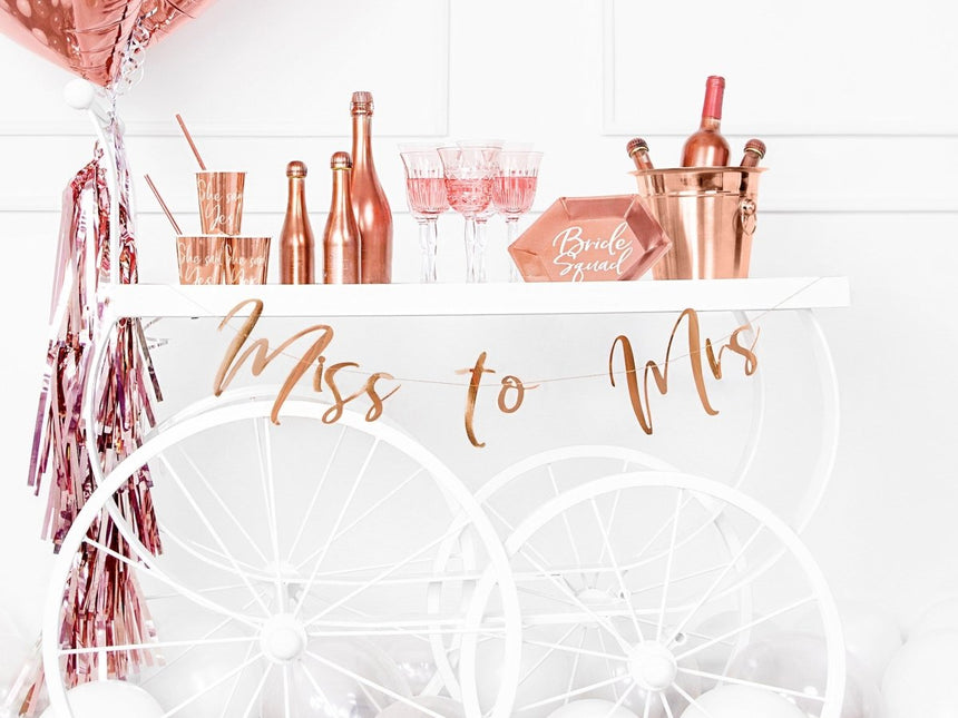 Bruiloft Slinger Miss to Mrs, Rose Goud 76cm van Partydeco koop je bij Partywinkel