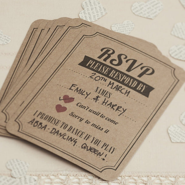 Bruiloft Uitnodigingen Kraft 12cm 10st van Ginger Ray koop je bij Partywinkel