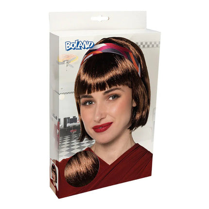 Bruin Pruik Met Haarband van Boland koop je bij Partywinkel