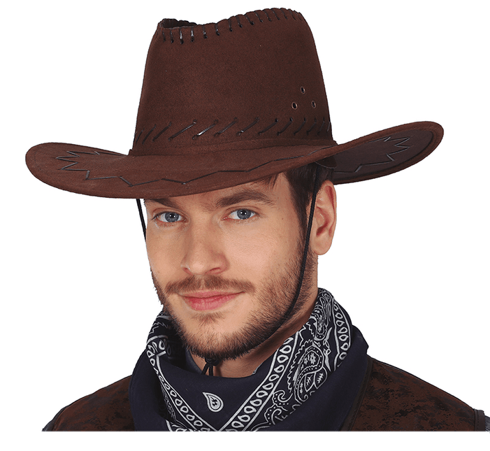 Bruine Cowboy Hoed Leer van Fiestas Guirca koop je bij Partywinkel