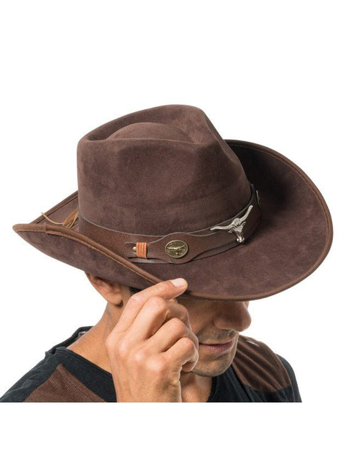 Bruine Cowboyhoed met Stierenkop One Size van CHAKS koop je bij Partywinkel