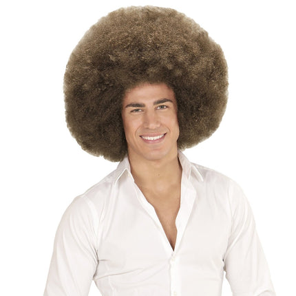 Bruine Pruik Afro Extra Groot van Widmann koop je bij Partywinkel