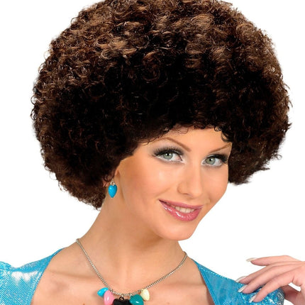 Bruine Pruik Afro Unisex van Widmann koop je bij Partywinkel