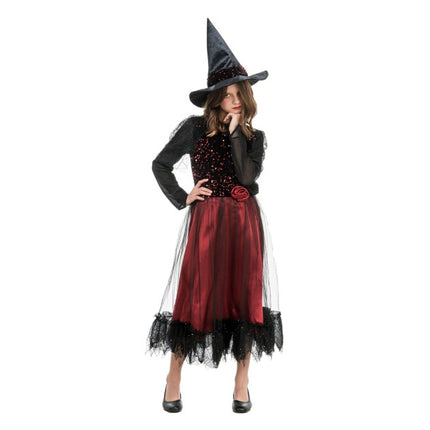 Lucinda Witch Costume for Women, Burgundy and Black