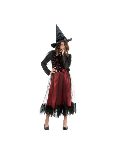 Lucinda Witch Costume for Women, Burgundy and Black