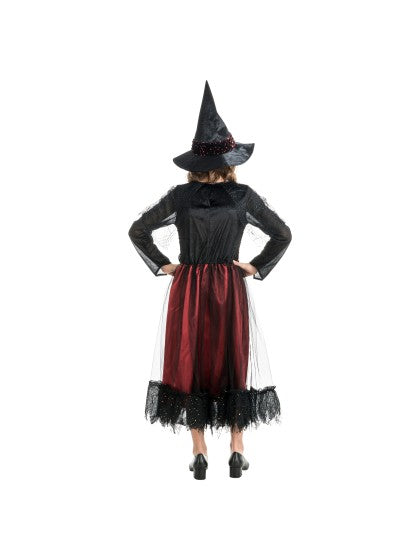 Lucinda Witch Costume for Women, Burgundy and Black