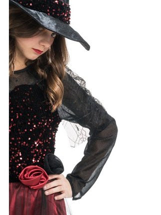 Lucinda Witch Costume for Women, Burgundy and Black