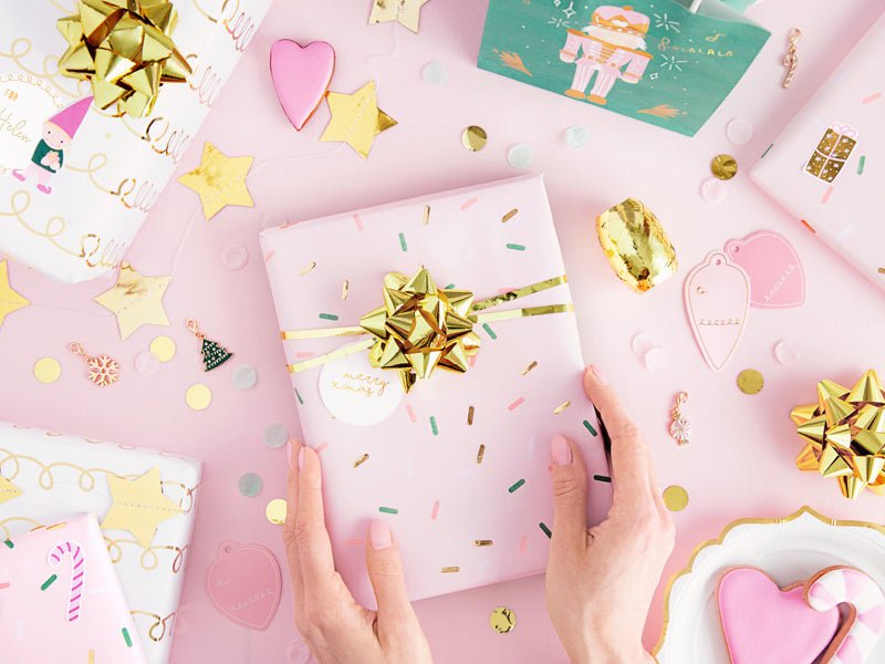 Cadeau Stickers Kerst Roze van Partydeco koop je bij Partywinkel