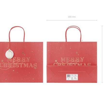 Cadeautasje Merry Christmas Rood 32,5cm van Partydeco koop je bij Partywinkel