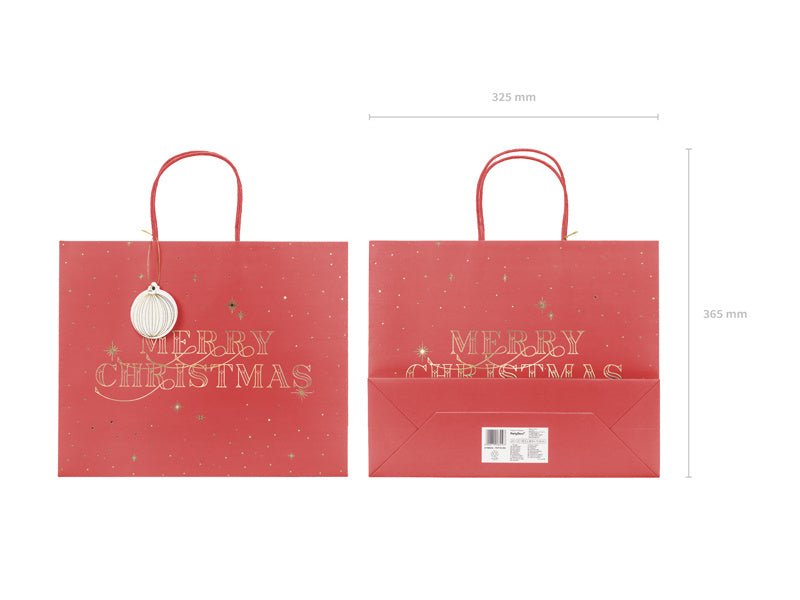 Cadeautasje Merry Christmas Rood 32,5cm van Partydeco koop je bij Partywinkel