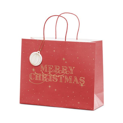 Cadeautasje Merry Christmas Rood 32,5cm van Partydeco koop je bij Partywinkel