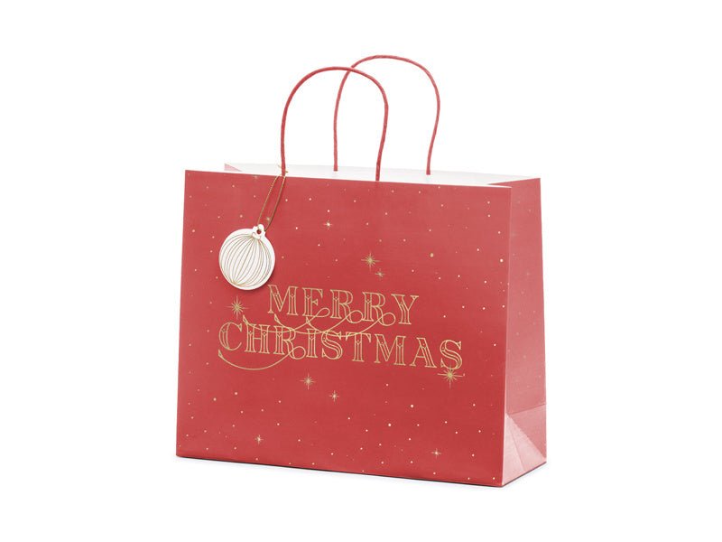 Cadeautasje Merry Christmas Rood 32,5cm van Partydeco koop je bij Partywinkel