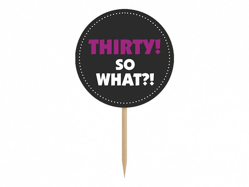 Caketopper 30Th Birthday 9,2cm 6st van Partydeco koop je bij Partywinkel