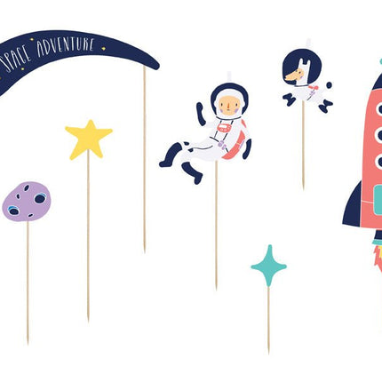 Caketopper Space 24,5cm 7st van Partydeco koop je bij Partywinkel