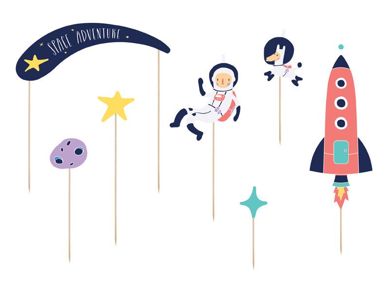 Caketopper Space 24,5cm 7st van Partydeco koop je bij Partywinkel