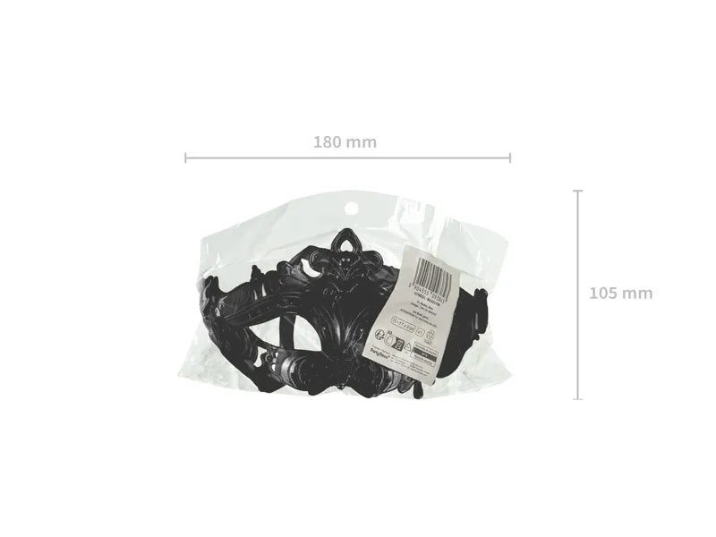 Carnival mask, 17x9 cm, black van Partydeco koop je bij Partywinkel