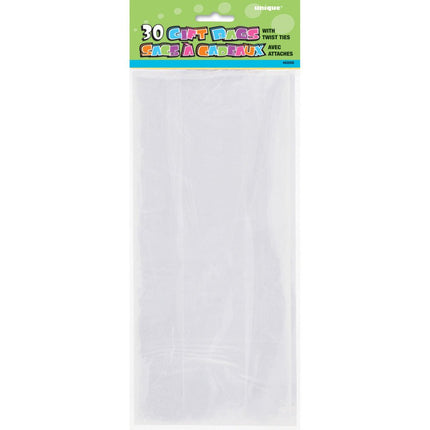 Cellofaan Zakjes Transparant 29cm 30st van Unique koop je bij Partywinkel