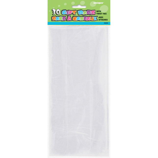 Cellofaan Zakjes Transparant 29cm 30st van Unique koop je bij Partywinkel
