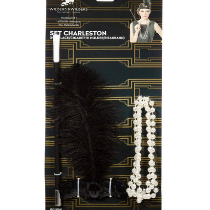 Charleston Accessoireset Zwart 3 delig van Wilbers & Wilbers koop je bij Partywinkel