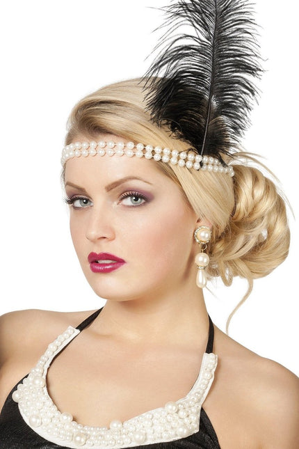 Charleston Hoofdband Zwart Wit van Wilbers & Wilbers koop je bij Partywinkel