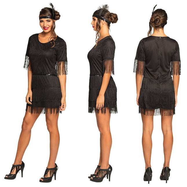 Charleston Jurk Dames Zwart van Boland koop je bij Partywinkel