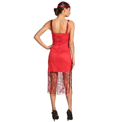 Charleston Jurk Rood Dames Glitter van Boland koop je bij Partywinkel