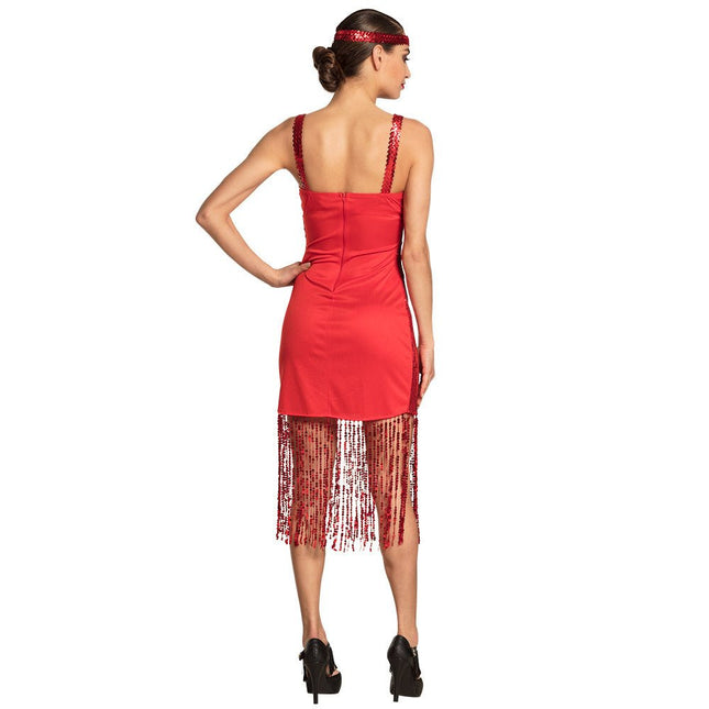 Charleston Jurk Rood Dames Glitter van Boland koop je bij Partywinkel