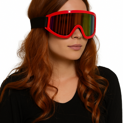 Red Holographic Ski Goggles