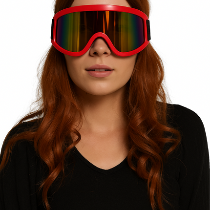 Red Holographic Ski Goggles