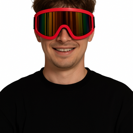Red Holographic Ski Goggles
