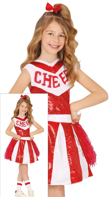 Cheerleader Jurk Rood Wit Meisje van Fiestas Guirca koop je bij Partywinkel