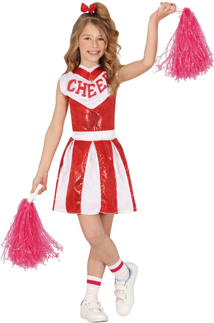 Cheerleader Jurk Rood Wit Meisje van Fiestas Guirca koop je bij Partywinkel