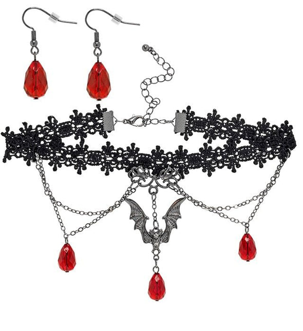 Choker en oorbellen gotisch vampier van Widmann koop je bij Partywinkel