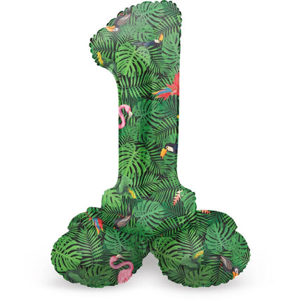 Cijfer Ballon 1 Jaar Jungle Met Standaard Leeg 72cm van Folat koop je bij Partywinkel