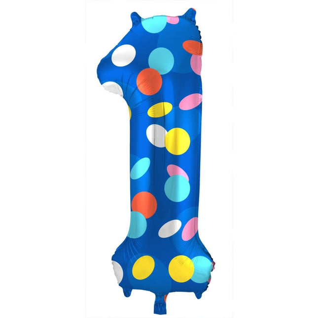 Cijfer Ballon 1 Jaar Stippen Leeg 86cm van Folat koop je bij Partywinkel
