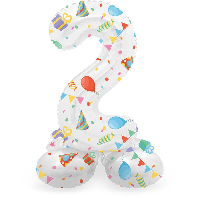 Cijfer Ballon 2 Jaar Feest Met Standaard Leeg 72cm van Folat koop je bij Partywinkel