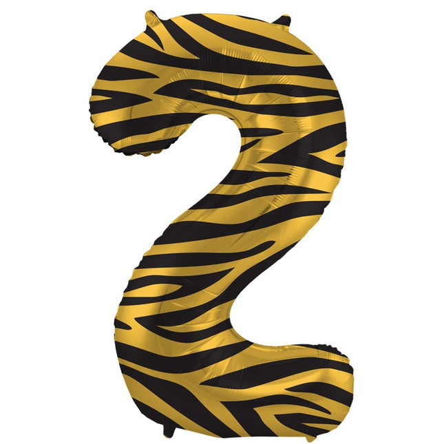 Cijfer Ballon 2 Jaar Tijger Leeg 86cm van Folat koop je bij Partywinkel