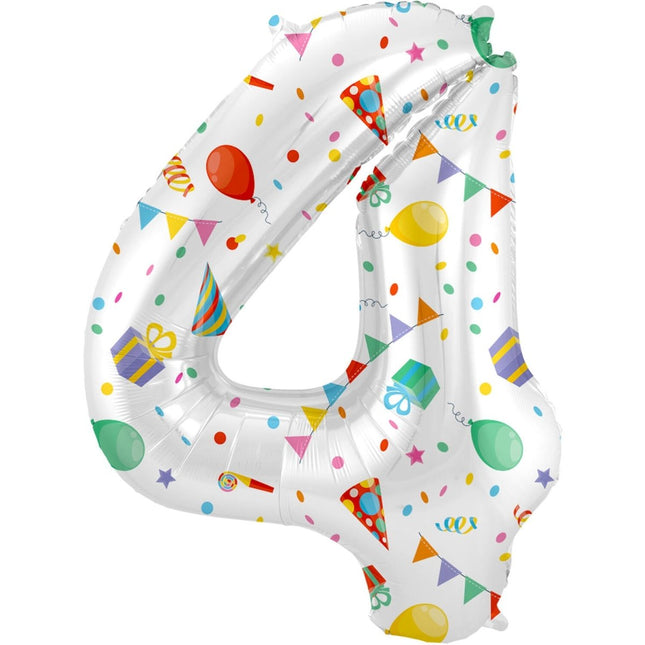 Cijfer Ballon 4 Jaar Feest Leeg 86cm van Folat koop je bij Partywinkel