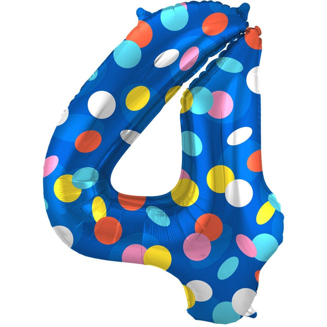Cijfer Ballon 4 Jaar Stippen Leeg 86cm van Folat koop je bij Partywinkel