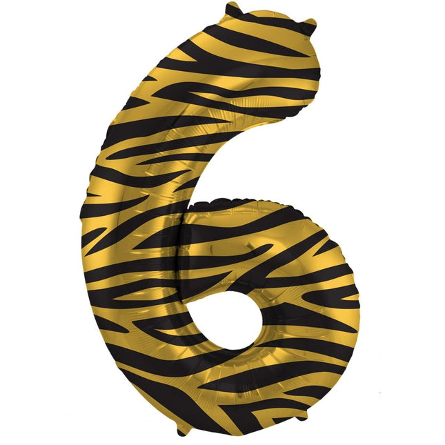 Cijfer Ballon 6 Jaar Tijger Leeg 86cm van Folat koop je bij Partywinkel
