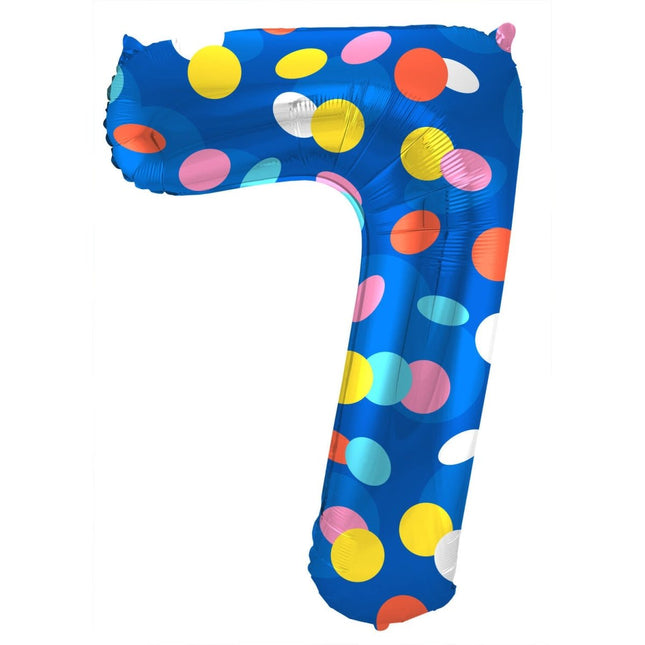 Cijfer Ballon 7 Jaar Stippen Leeg 86cm van Folat koop je bij Partywinkel