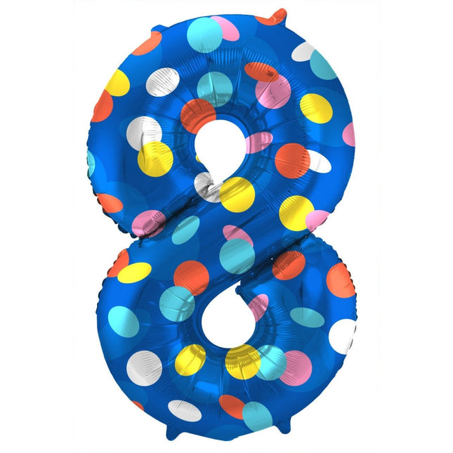 Cijfer Ballon 8 Jaar Stippen Leeg 86cm van Folat koop je bij Partywinkel