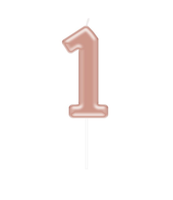 Cijfer Kaars 1 Rose Goud van Paper Dreams koop je bij Partywinkel