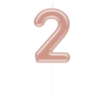 Cijfer Kaars 2 Rose Goud van Paper Dreams koop je bij Partywinkel
