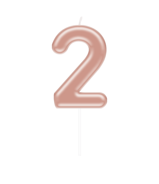 Cijfer Kaars 2 Rose Goud van Paper Dreams koop je bij Partywinkel