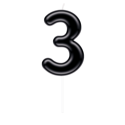 Cijfer Kaars 3 Zwart van Paper Dreams koop je bij Partywinkel