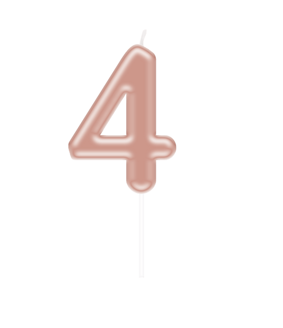 Cijfer Kaars 4 Rose Goud van Paper Dreams koop je bij Partywinkel