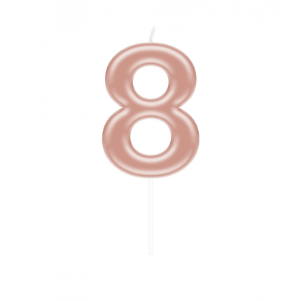 Cijfer Kaars 8 Rose Goud van Paper Dreams koop je bij Partywinkel